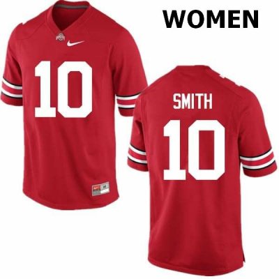 Women's Ohio State Buckeyes #10 Troy Smith Red Nike NCAA College Football Jersey Damping IJA5644DE